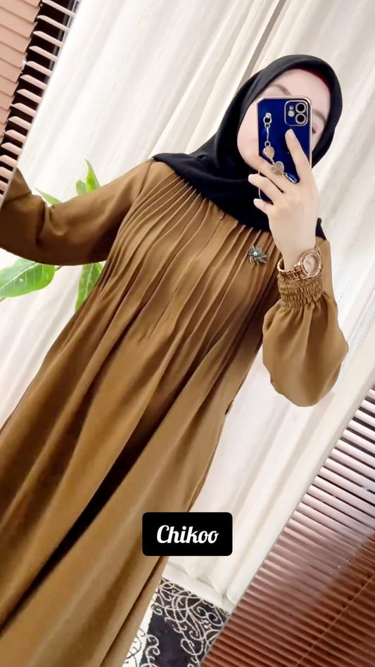 Nousheen Abaya  Pintex Abaya Smoked Sleeves Abaya (Imported)