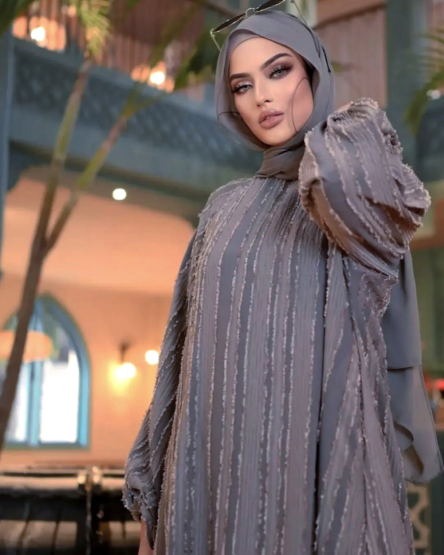 Fur Abaya Uragiri Fabric Abaya Elastic Sleeves Abaya (Imported)