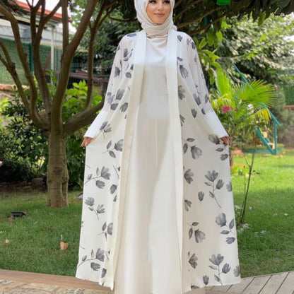 ( Eid New Launch) Printed Abaya Shrug Abaya 2 Piece Abaya from Turkey