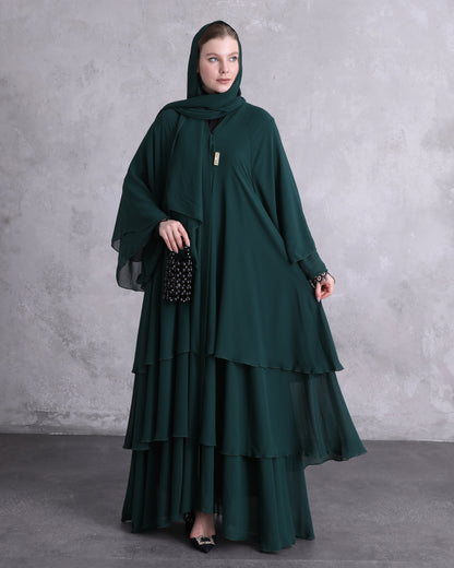 Dubai Special Layered Abaya imported from Dubai Malaysian Georgette D.NO  (Colour)