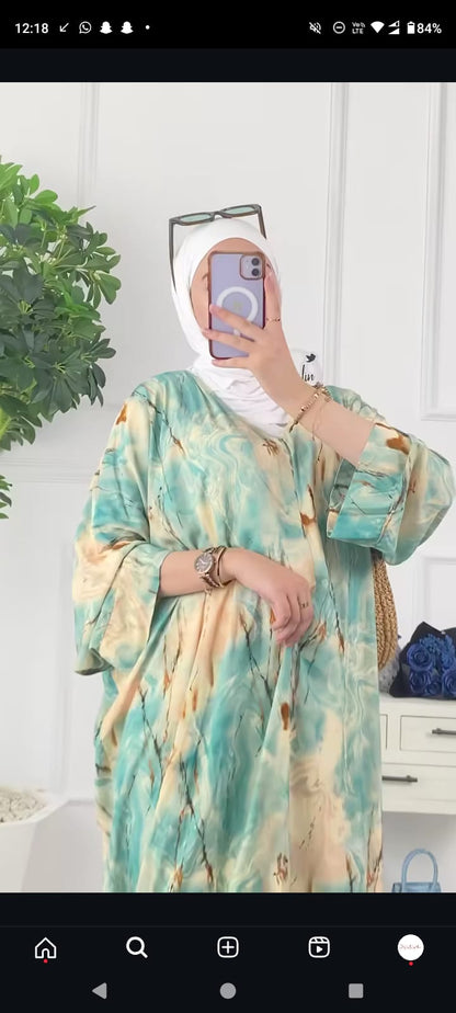 Luxe Abaya 3D Digital Print Kaftan Abaya