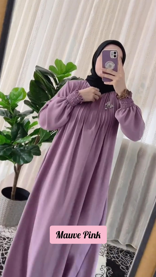 Nousheen Abaya  Pintex Abaya Smoked Sleeves Abaya (Imported)