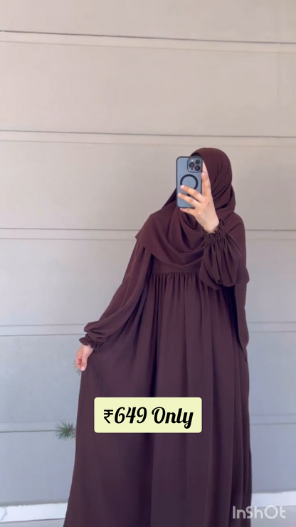 Areeqa Abaya Pleated  Abaya Smoked Sleeves Abaya Firdous Abaya