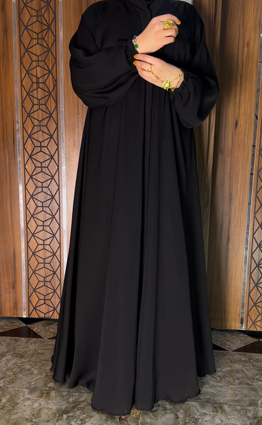 Limra Dubai Abaya Plain Front Open Abaya Korean Nida  (Imported)