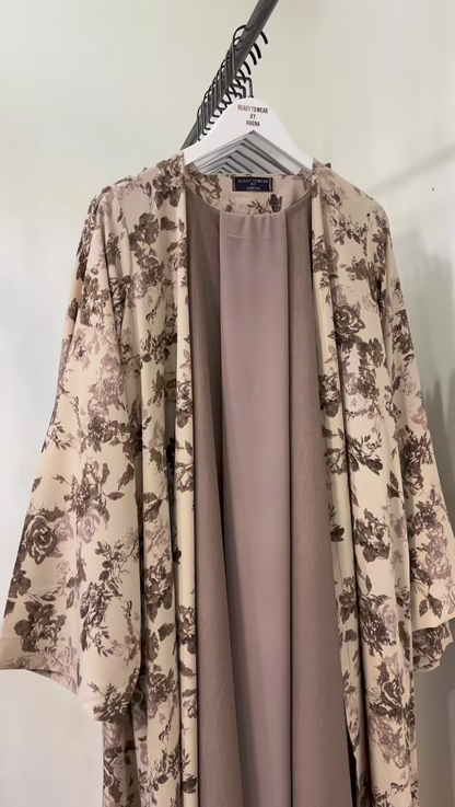 Dubai Floral Print Abaya Dubai Special New Launch  Abaya 2 pc Shrug Abaya (Korean Nida) (Imported