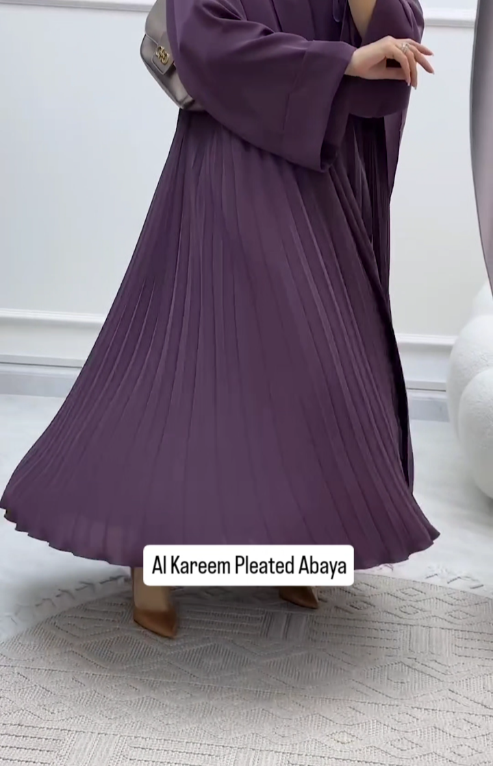 Al Kareem Abaya Arab Pleated Flared Abaya Korean Prada Fabric Abaya (Korean)(Imported)