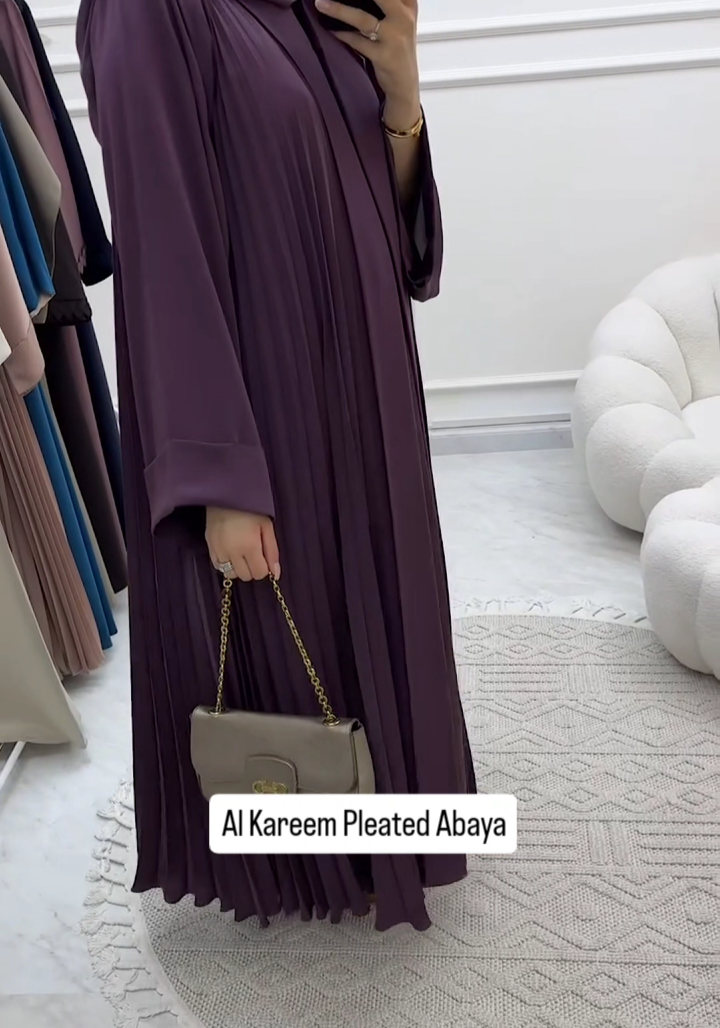 Al Kareem Abaya Arab Pleated Flared Abaya Korean Prada Fabric Abaya (Korean)(Imported)