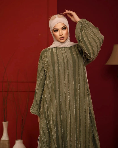 Fur Abaya Uragiri Fabric Abaya Elastic Sleeves Abaya (Imported)