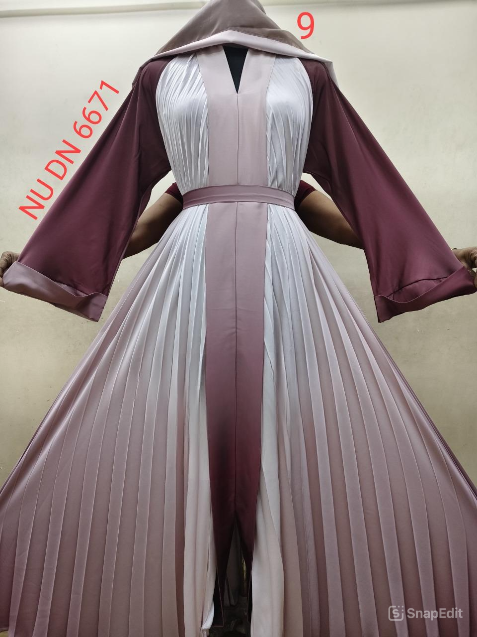 Dubai Flared Pleated Abaya  Armani Satin Fabric Abaya (UAE) (Imported)